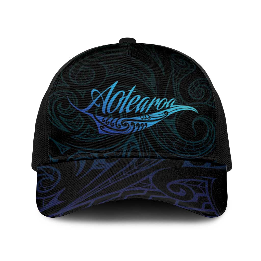 Aotearoa New Zealand Baseball Net Cap Koru Fern Blue Gradient - Polynesian Pride