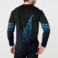 Aotearoa New Zealand Button Sweatshirt Koru Fern Blue Gradient