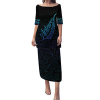 Aotearoa New Zealand Puletasi Koru Fern Blue Gradient