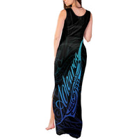 Aotearoa New Zealand Tank Maxi Dress Koru Fern Blue Gradient LT05 - Polynesian Pride