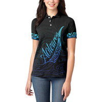 Aotearoa New Zealand Women Polo Shirt Koru Fern Blue Gradient LT05 - Polynesian Pride