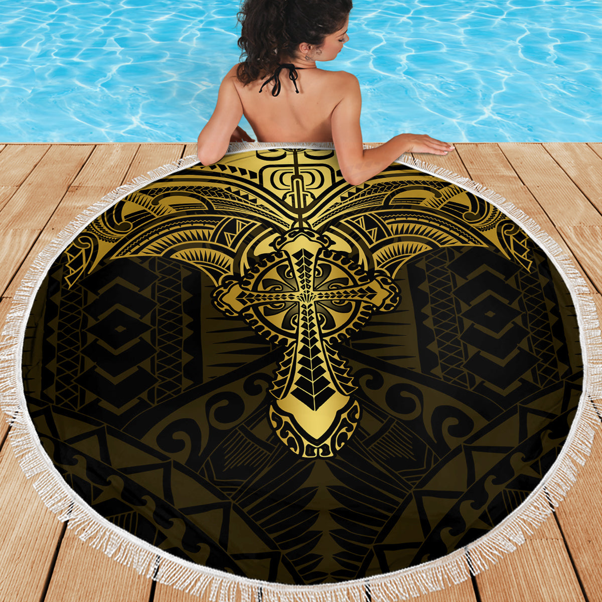 Polynesia Beach Blanket With Christian Cross LT05 - Wonder Print Shop