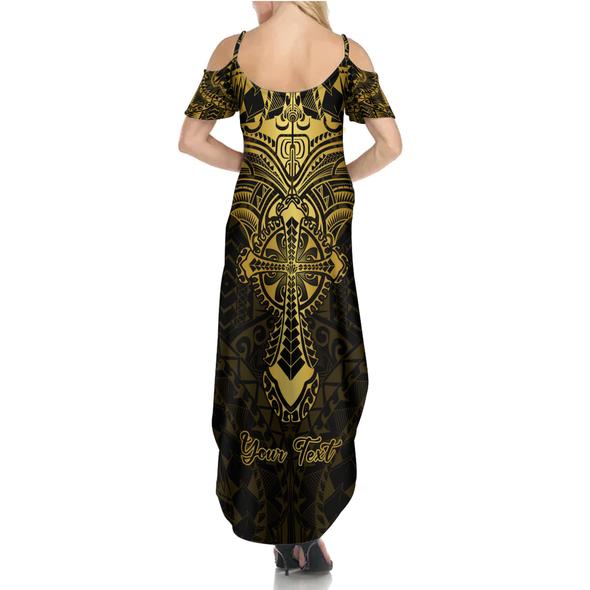 Personalized Polynesia Family Matching Summer Maxi Dress and Hawaiian Shirt With Christian Cross LT05 - Polynesian Pride