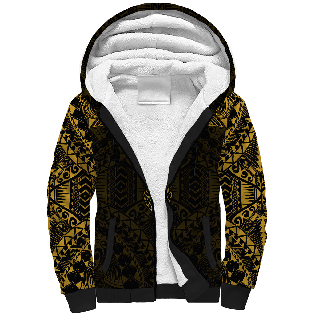 Personalized Polynesia Sherpa Hoodie With Christian Cross LT05 Unisex Gold - Polynesian Pride