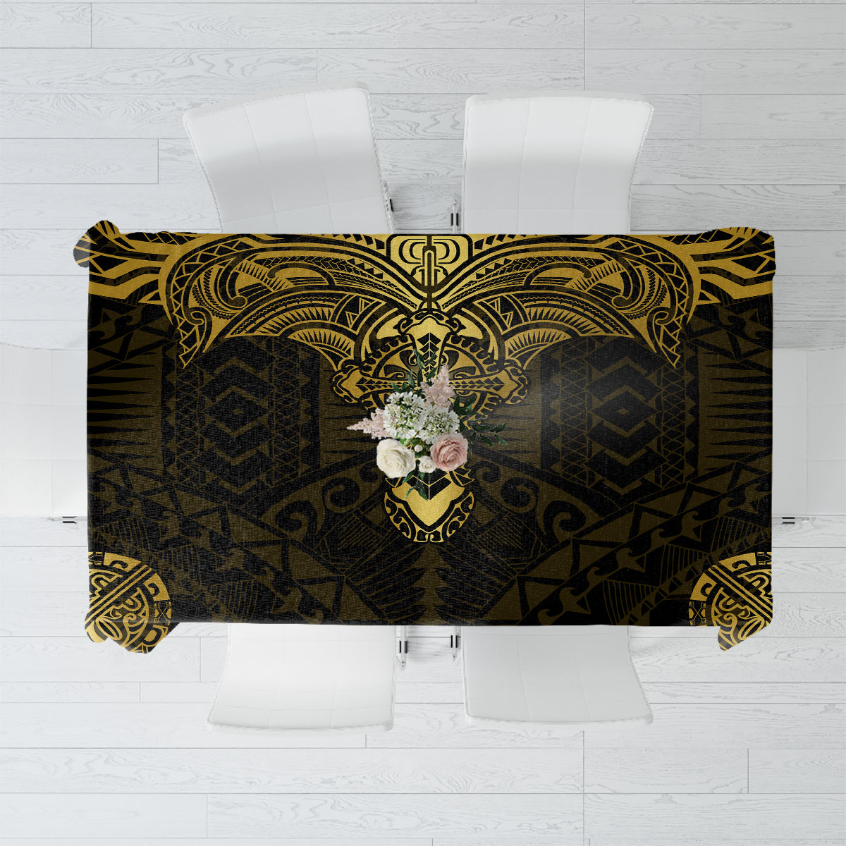Polynesia Tablecloth With Christian Cross LT05 Gold - Polynesian Pride