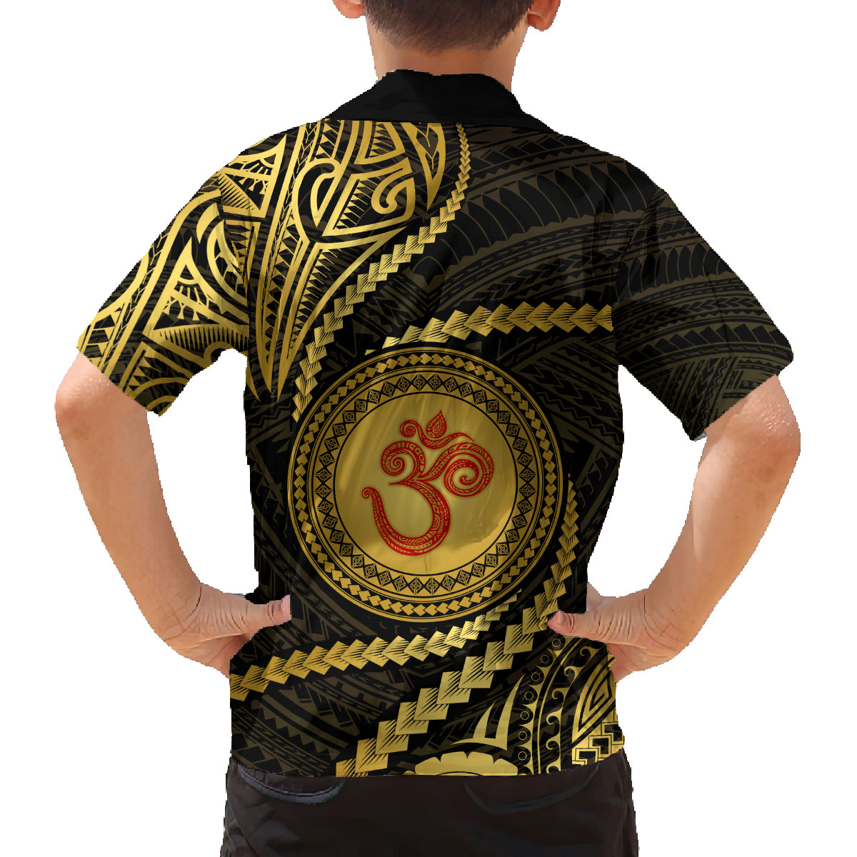 Polynesia Family Matching Long Sleeve Bodycon Dress and Hawaiian Shirt With Hindu Om Symbol LT05 - Polynesian Pride