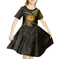 Polynesia Kid Short Sleeve Dress With Hindu Om Symbol LT05 - Polynesian Pride