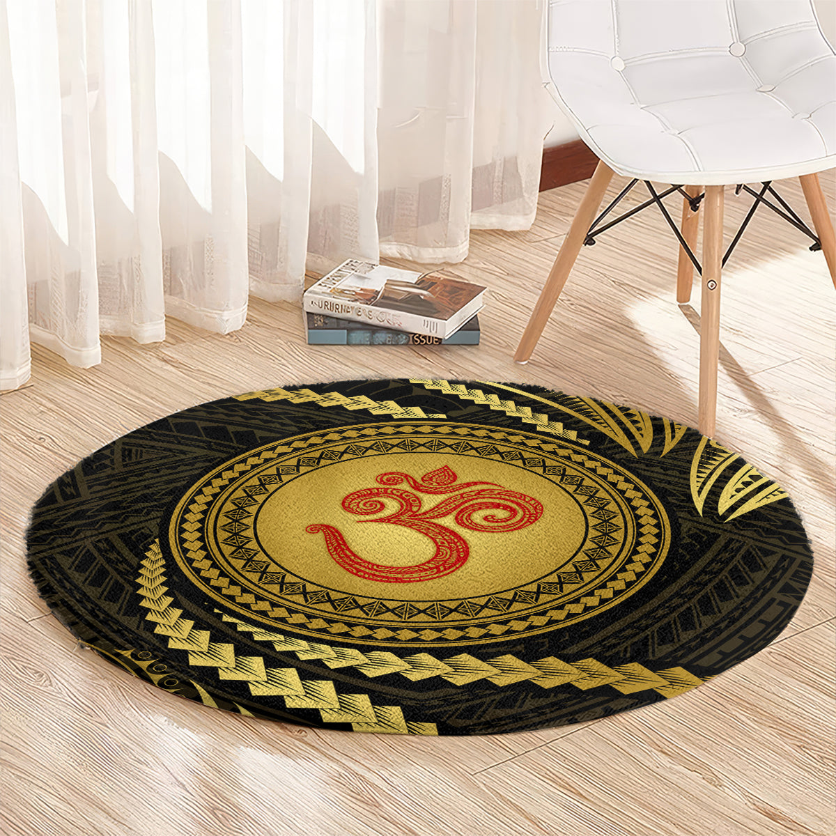 Polynesia Round Carpet With Hindu Om Symbol LT05 - Polynesian Pride