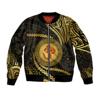 Polynesia Sleeve Zip Bomber Jacket With Hindu Om Symbol LT05 Unisex Gold - Polynesian Pride