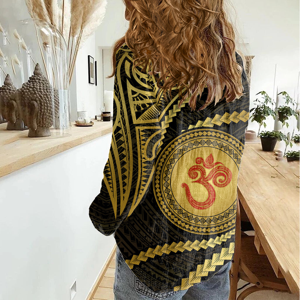 Polynesia Women Casual Shirt With Hindu Om Symbol LT05 - Polynesian Pride