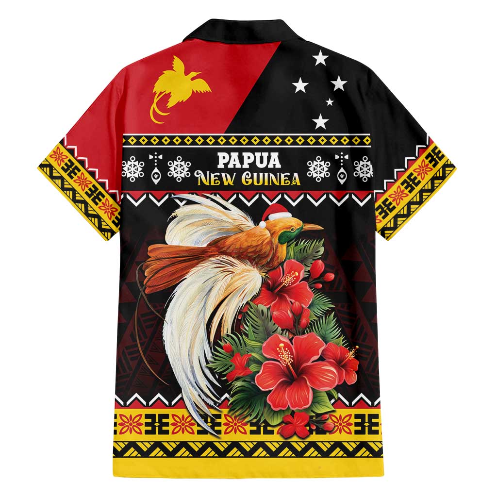Papua New Guinea Christmas Family Matching Off Shoulder Short Dress and Hawaiian Shirt Bird Of Paradise Hamamas Krismas