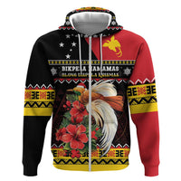 Papua New Guinea Christmas Hoodie Bird Of Paradise Hamamas Krismas LT05 Zip Hoodie Black - Polynesian Pride