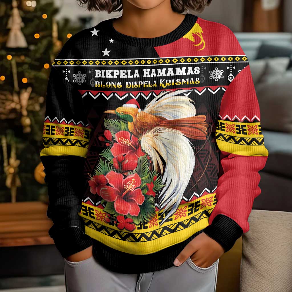 Papua New Guinea Christmas Kid Ugly Christmas Sweater Bird Of Paradise Hamamas Krismas