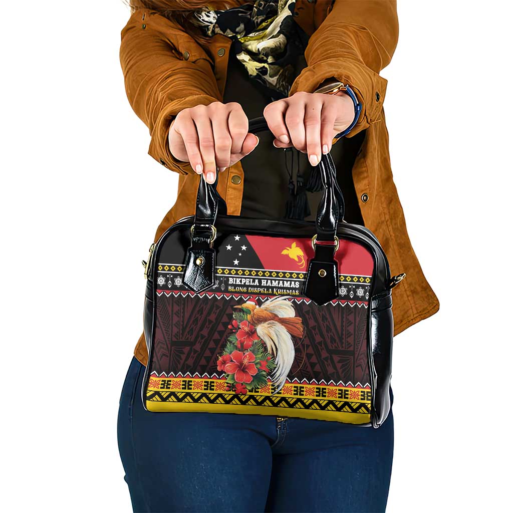 Papua New Guinea Christmas Shoulder Handbag Bird Of Paradise Hamamas Krismas LT05 One Size Black - Polynesian Pride