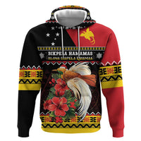 Papua New Guinea Christmas Zip Hoodie Bird Of Paradise Hamamas Krismas LT05 Pullover Hoodie Black - Polynesian Pride