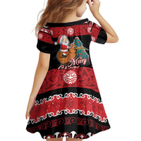 New Zealand Christmas Family Matching Short Sleeve Bodycon Dress and Hawaiian Shirt Funny Santa Riding Kiwi Meri Kirihimete LT05 - Polynesian Pride