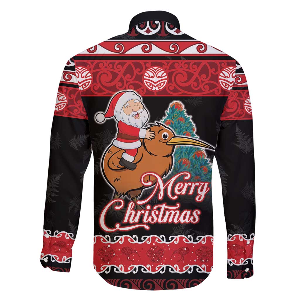 New Zealand Christmas Family Matching Short Sleeve Bodycon Dress and Hawaiian Shirt Funny Santa Riding Kiwi Meri Kirihimete LT05 - Polynesian Pride
