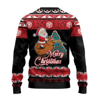 New Zealand Christmas Ugly Christmas Sweater Funny Santa Riding Kiwi Meri Kirihimete