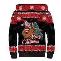New Zealand Christmas Sherpa Hoodie Funny Santa Riding Kiwi Meri Kirihimete