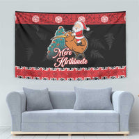 New Zealand Christmas Tapestry Funny Santa Riding Kiwi Meri Kirihimete