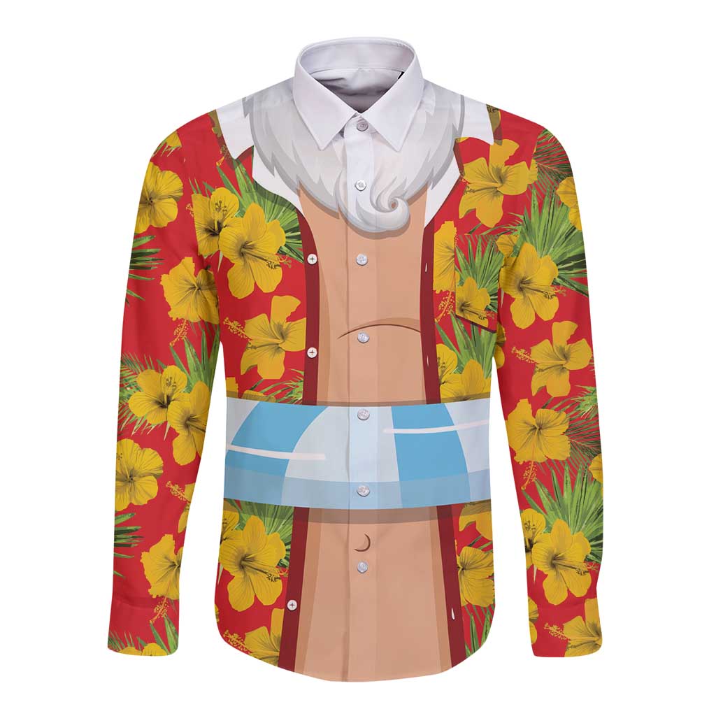 Polynesia Santa Claus Costume Long Sleeve Button Shirt Tropical Vibe LT05 Unisex Red - Polynesian Pride