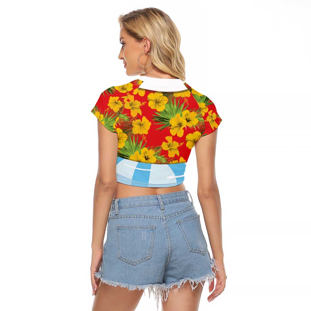 Polynesia Santa Claus Costume Raglan Cropped T Shirt Tropical Vibe