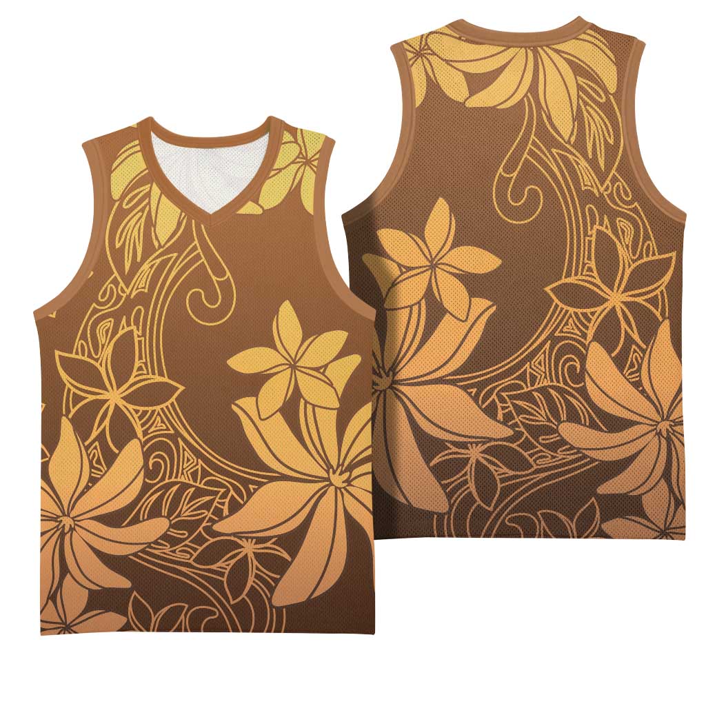 Tiare Tahiti Basketball Jersey Brown Polynesia Motifs - Polynesian Pride