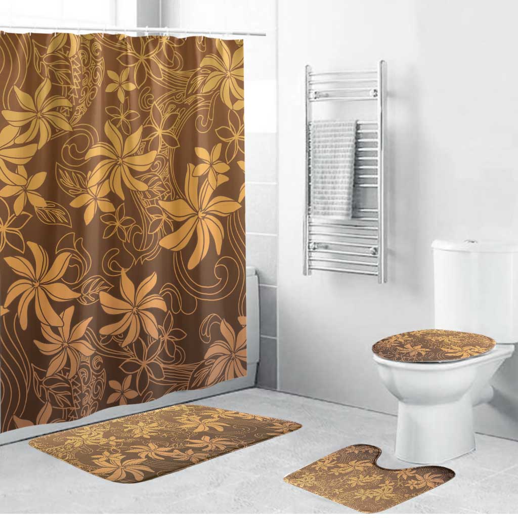 Tiare Tahiti Bathroom Set Brown Polynesia Motifs LT05 Bathroom Set (4 pcs) Brown - Polynesian Pride