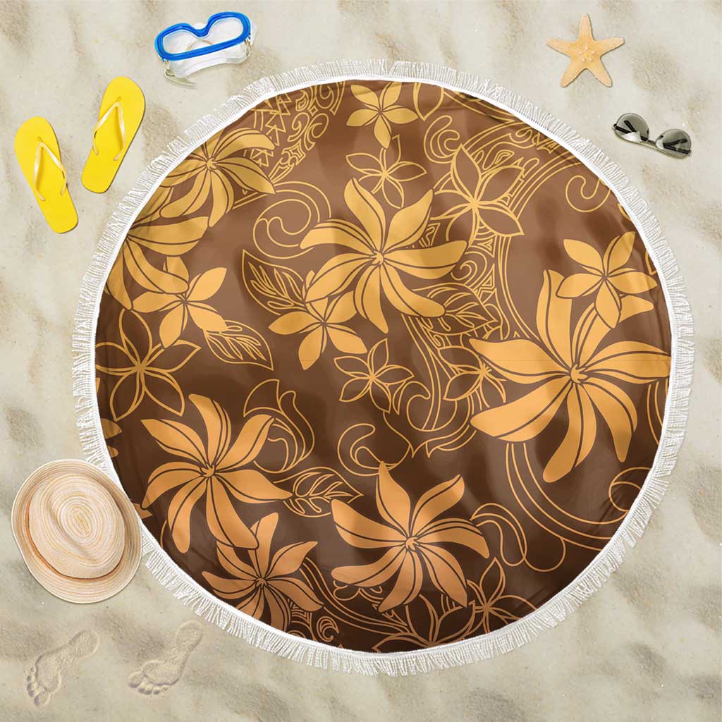 Tiare Tahiti Beach Blanket Brown Polynesia Motifs LT05 One Size 150cm Brown - Polynesian Pride