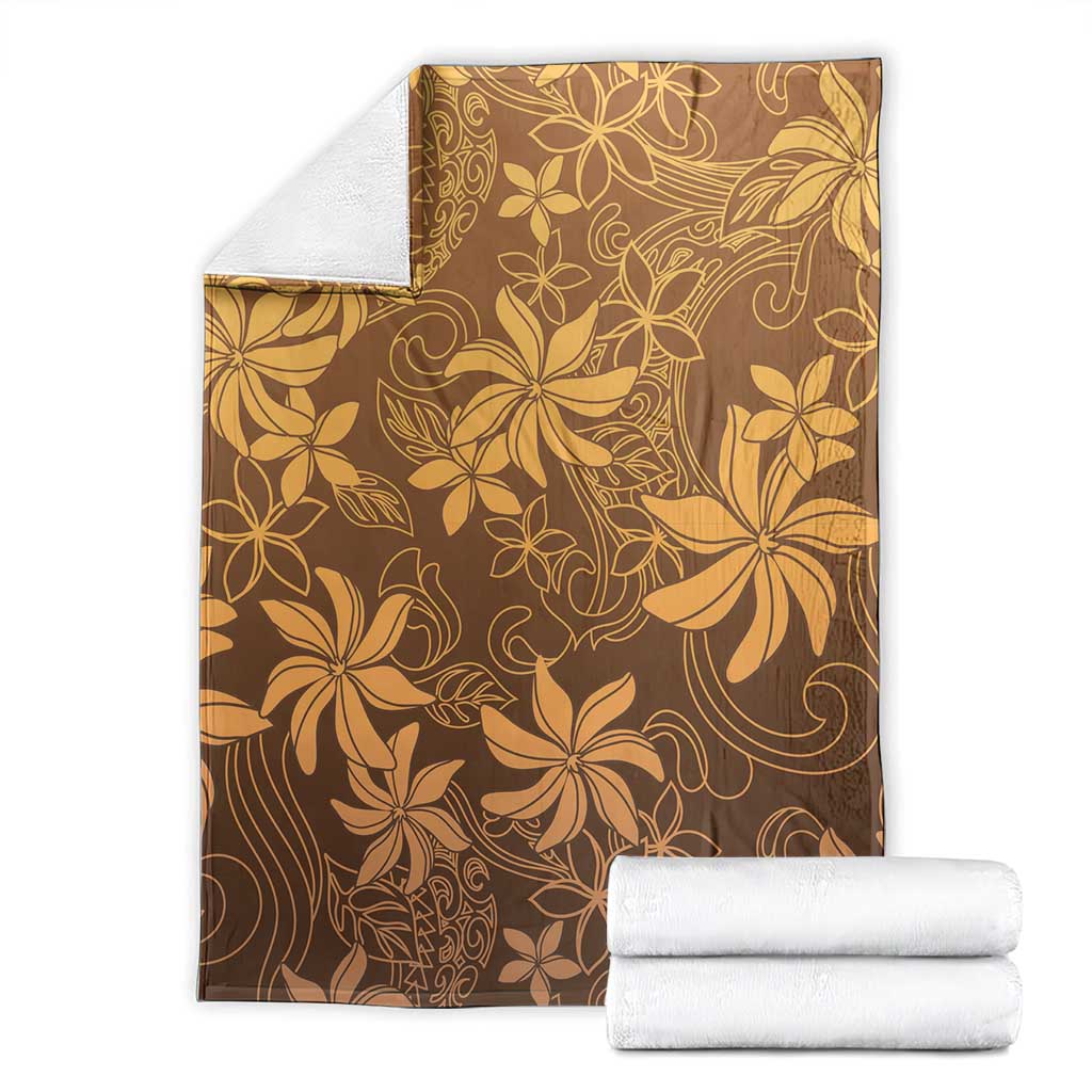 Tiare Tahiti Blanket Brown Polynesia Motifs - Polynesian Pride