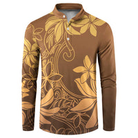 Tiare Tahiti Button Sweatshirt Brown Polynesia Motifs - Polynesian Pride