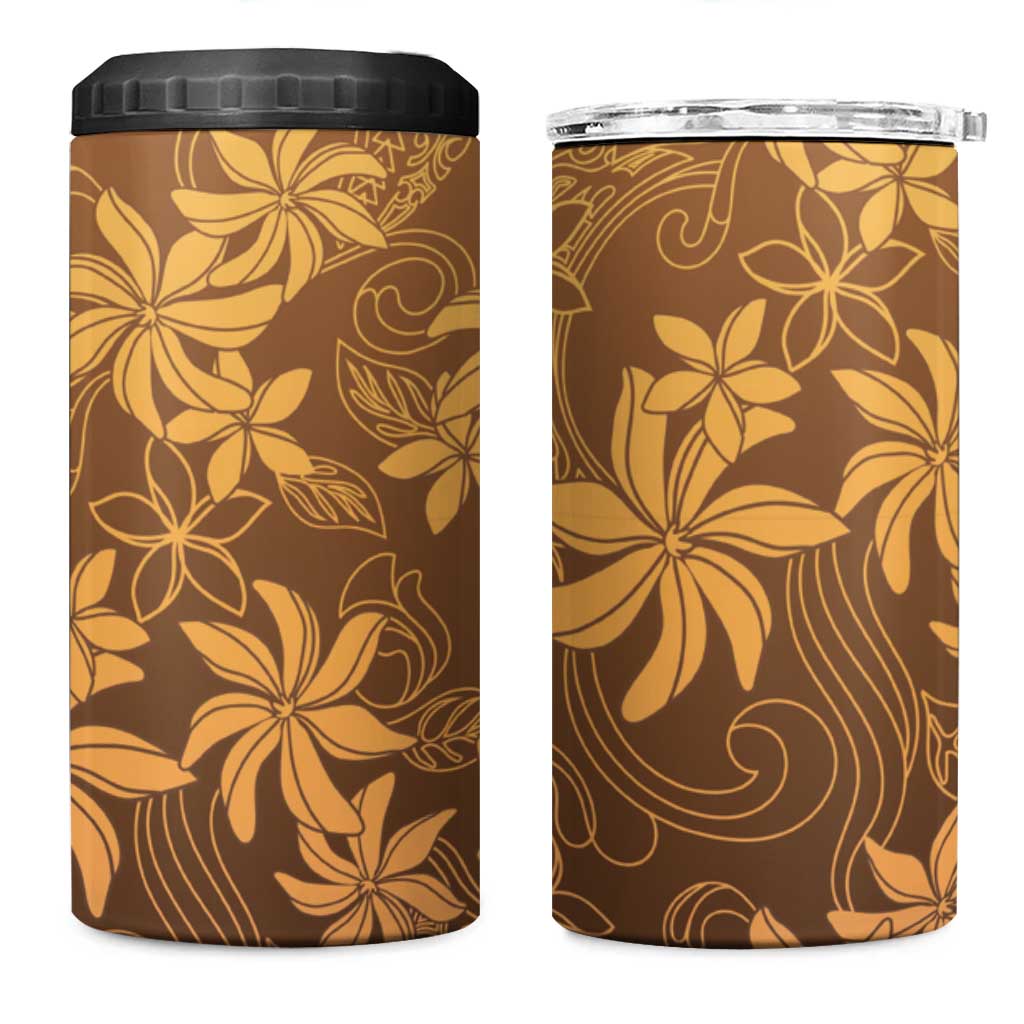 Tiare Tahiti 4 in 1 Can Cooler Tumbler Brown Polynesia Motifs LT05 One Size: 16 oz Brown - Polynesian Pride