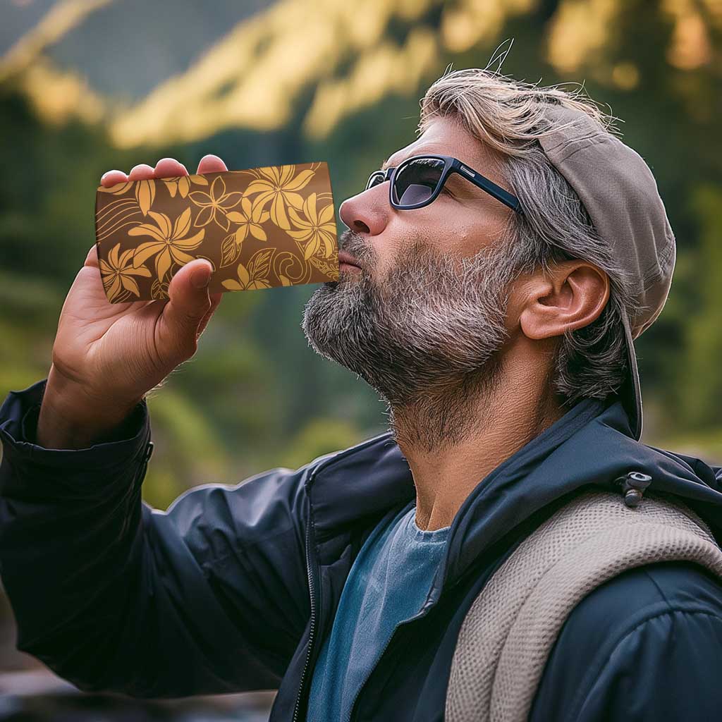 Tiare Tahiti 4 in 1 Can Cooler Tumbler Brown Polynesia Motifs - Polynesian Pride