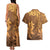 Tiare Tahiti Couples Matching Tank Maxi Dress and Hawaiian Shirt Brown Polynesia Motifs - Polynesian Pride