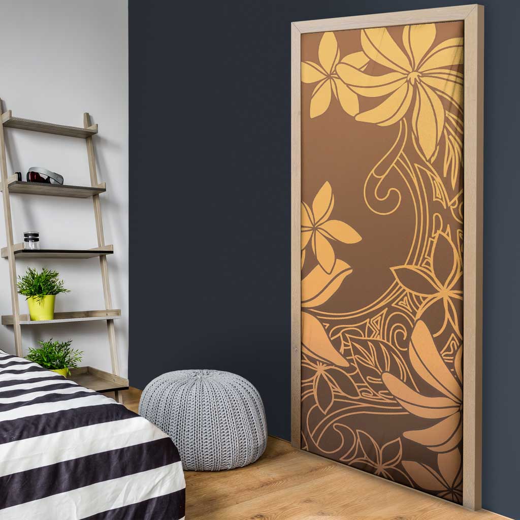 Tiare Tahiti Door Cover Brown Polynesia Motifs - Polynesian Pride