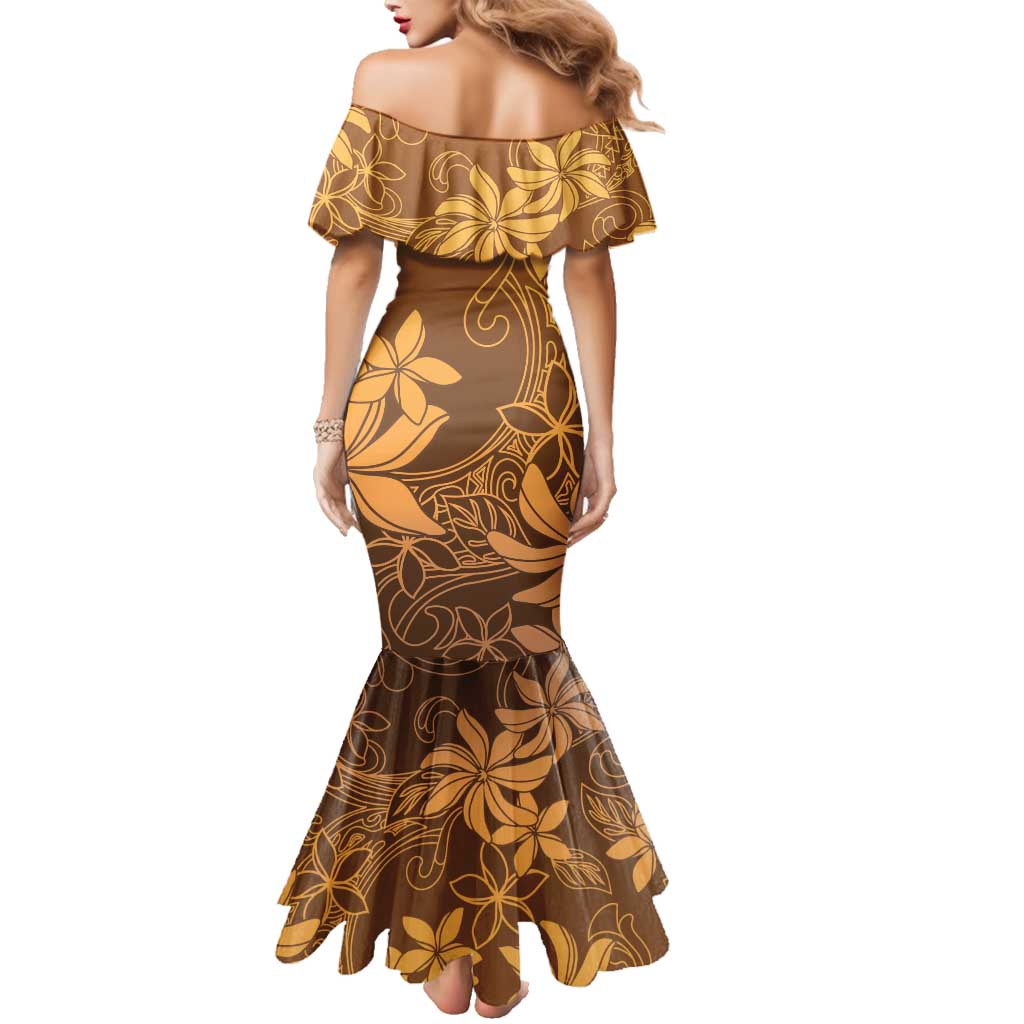 Tiare Tahiti Family Matching Mermaid Dress and Hawaiian Shirt Brown Polynesia Motifs - Polynesian Pride