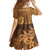 Tiare Tahiti Family Matching Off Shoulder Maxi Dress and Hawaiian Shirt Brown Polynesia Motifs - Polynesian Pride