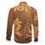 Tiare Tahiti Family Matching Off Shoulder Maxi Dress and Hawaiian Shirt Brown Polynesia Motifs - Polynesian Pride