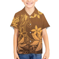 Tiare Tahiti Family Matching Off Shoulder Maxi Dress and Hawaiian Shirt Brown Polynesia Motifs - Polynesian Pride