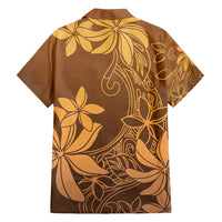 Tiare Tahiti Family Matching Off Shoulder Short Dress and Hawaiian Shirt Brown Polynesia Motifs - Polynesian Pride