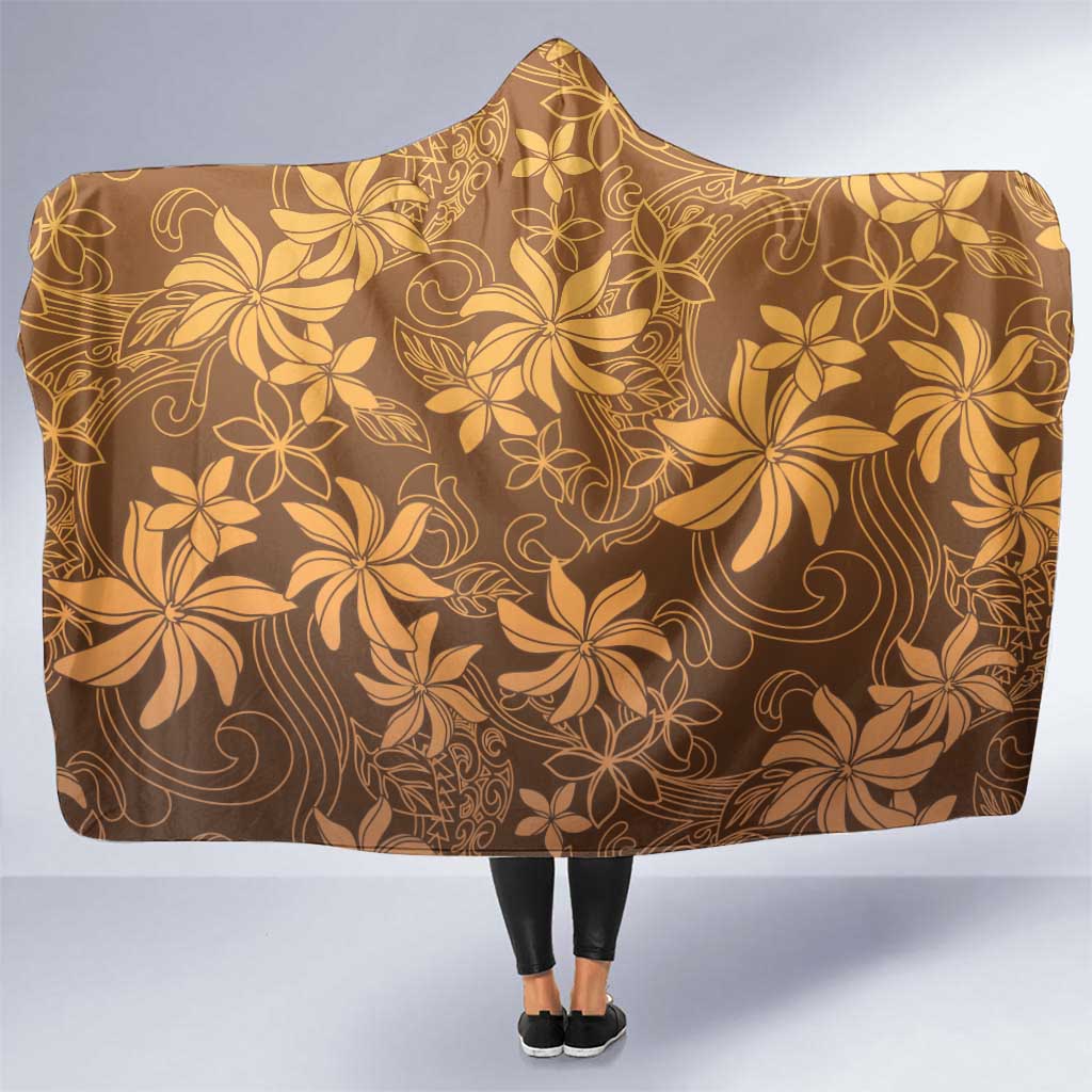 Tiare Tahiti Hooded Blanket Brown Polynesia Motifs LT05 One Size Brown - Polynesian Pride