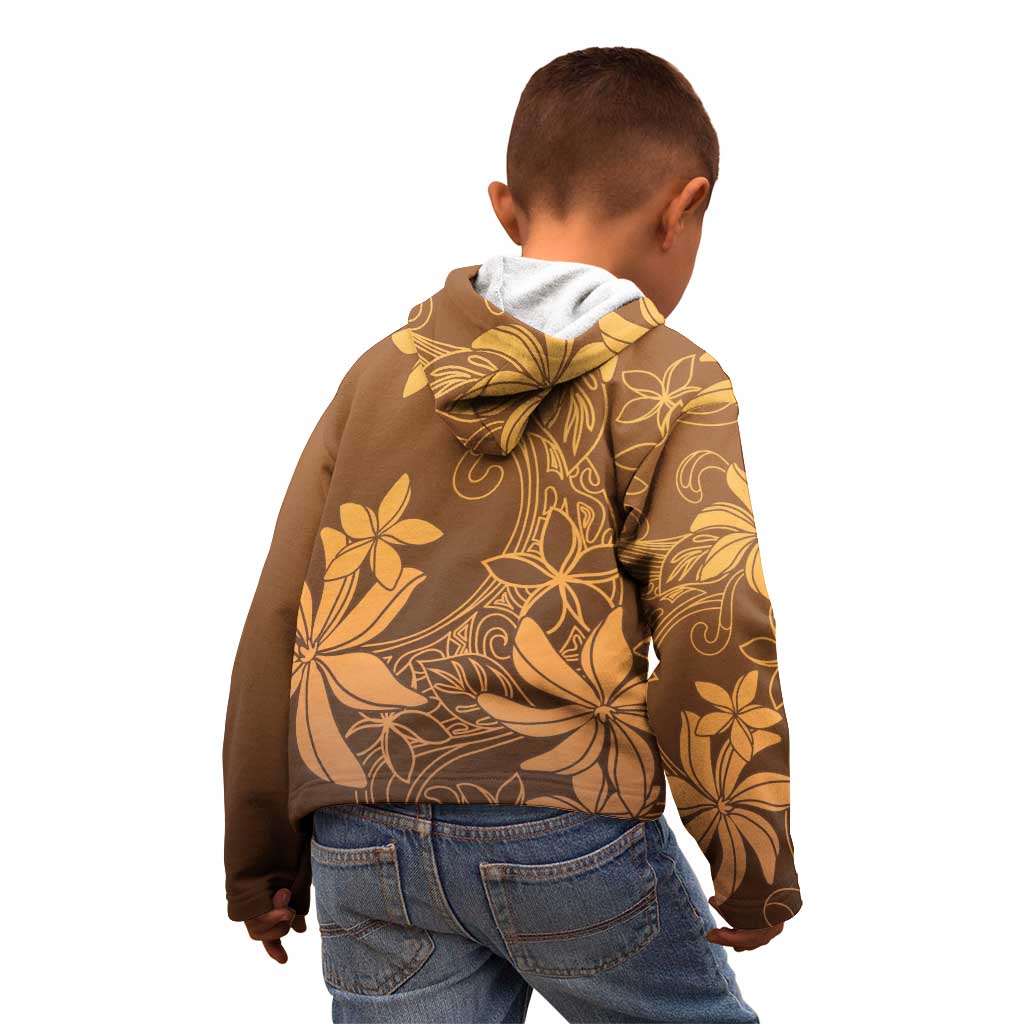 Tiare Tahiti Kid Hoodie Brown Polynesia Motifs - Polynesian Pride