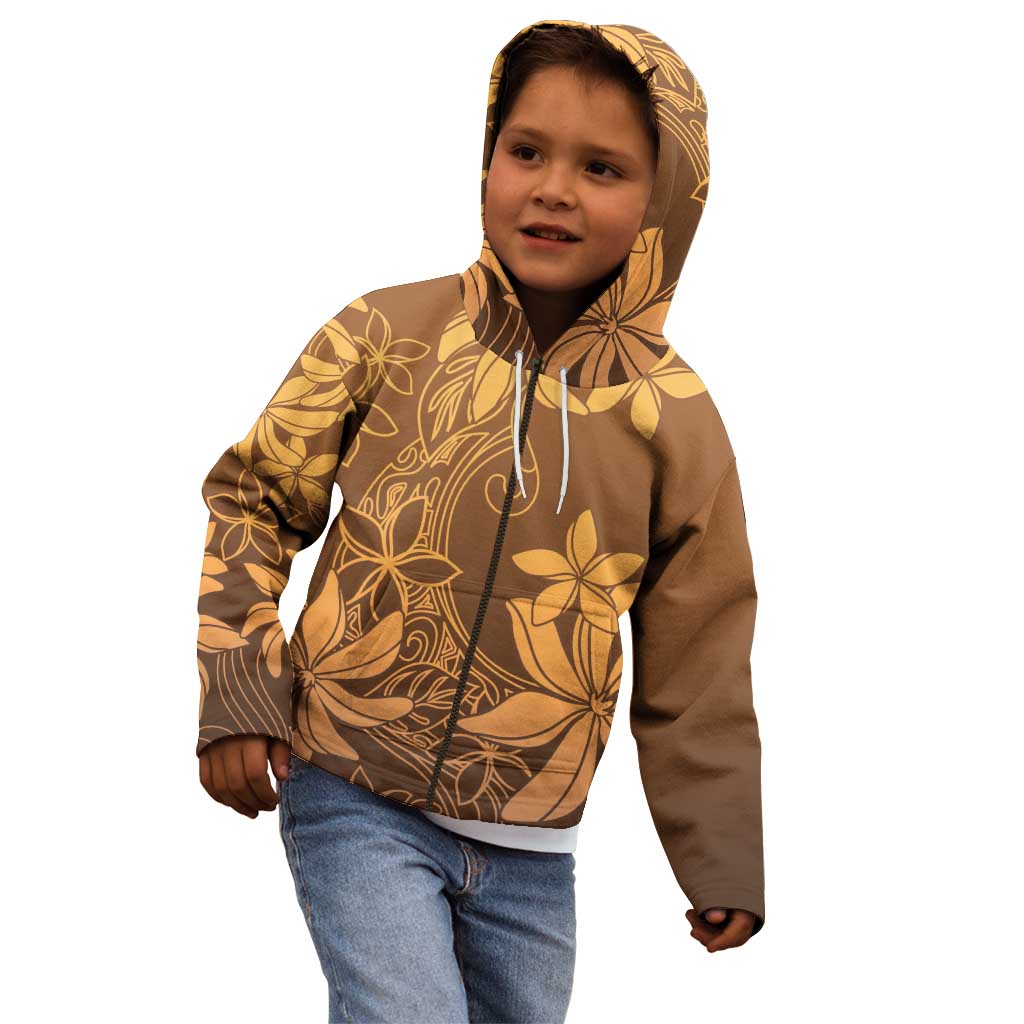 Tiare Tahiti Kid Hoodie Brown Polynesia Motifs - Polynesian Pride