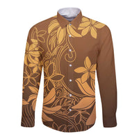 Tiare Tahiti Long Sleeve Button Shirt Brown Polynesia Motifs - Polynesian Pride
