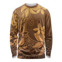 Tiare Tahiti Long Sleeve Shirt Brown Polynesia Motifs - Polynesian Pride