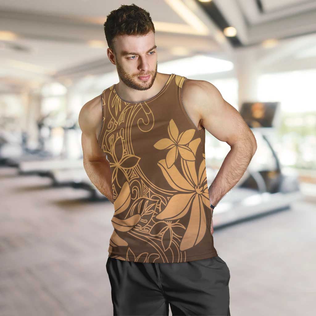 Tiare Tahiti Men Tank Top Brown Polynesia Motifs - Polynesian Pride