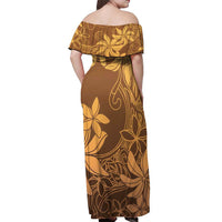 Tiare Tahiti Off Shoulder Maxi Dress Brown Polynesia Motifs - Polynesian Pride