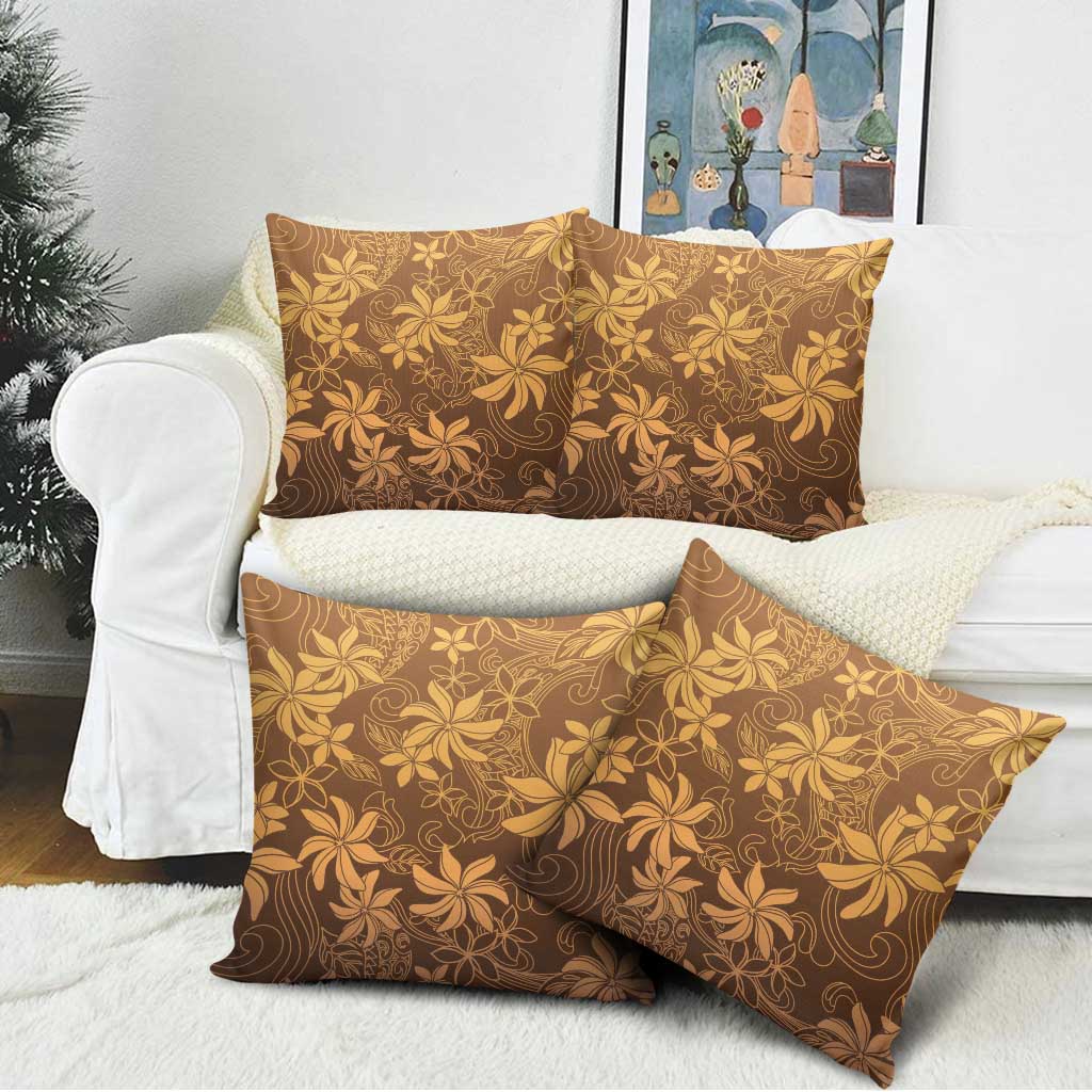 Tiare Tahiti Pillow Cover Brown Polynesia Motifs - Polynesian Pride