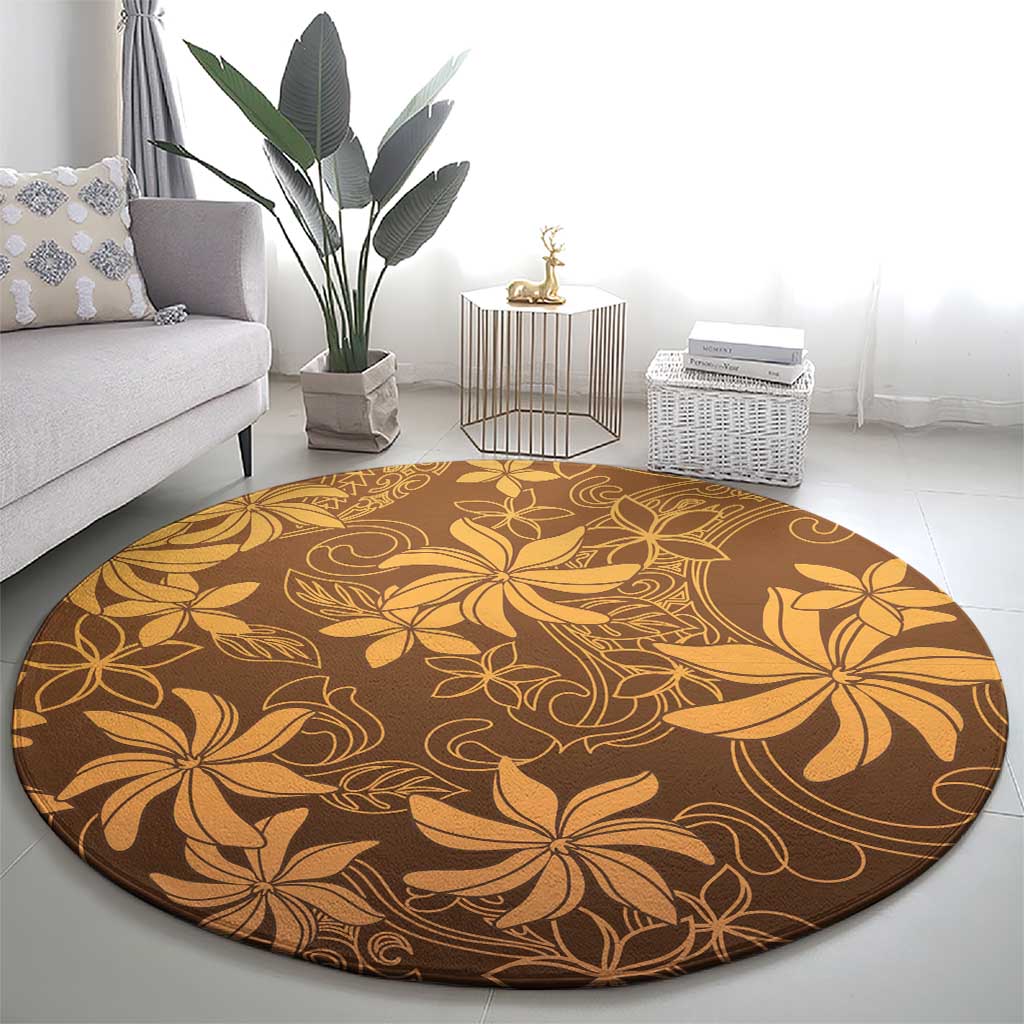 Tiare Tahiti Round Carpet Brown Polynesia Motifs LT05 - Polynesian Pride