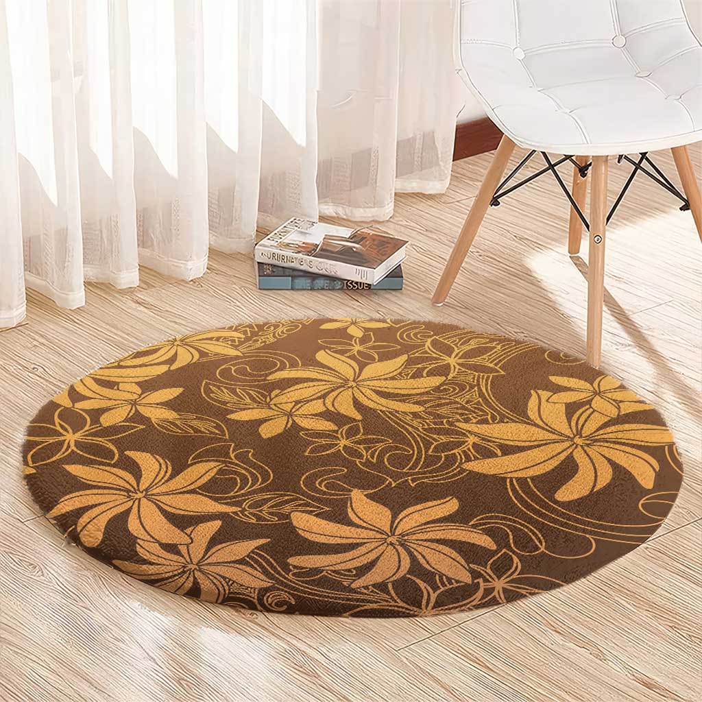 Tiare Tahiti Round Carpet Brown Polynesia Motifs LT05 - Polynesian Pride
